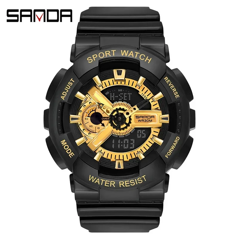 SANDA 299 mens watches Casual Sports Outdoor Military Waterproof Shockproof Automatic Rubber Quartz Clock Shock New luxury watch