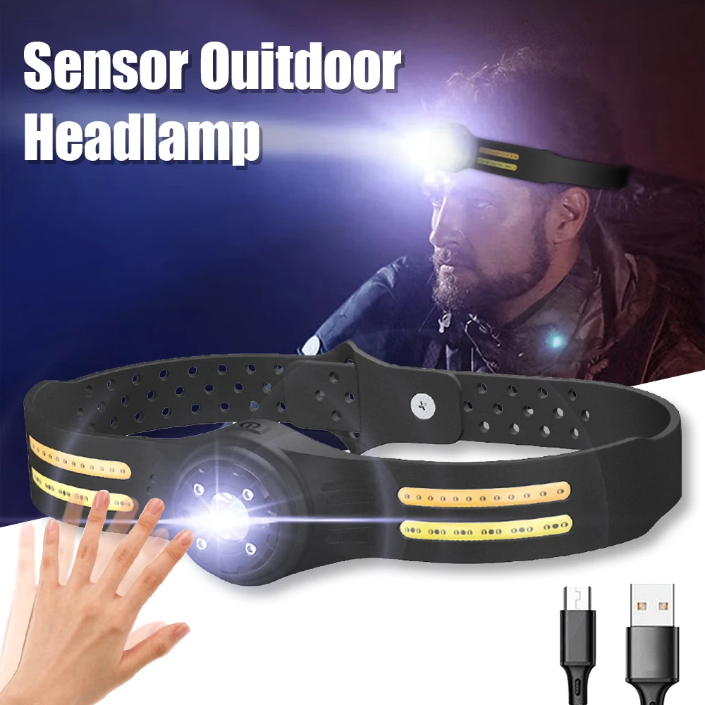 

AUTLIT 6 Modes Motion Sensor XPE+COB LED Headlamp Flashlight USB Rechargeable Camping Head lamp Fishing Running headlight