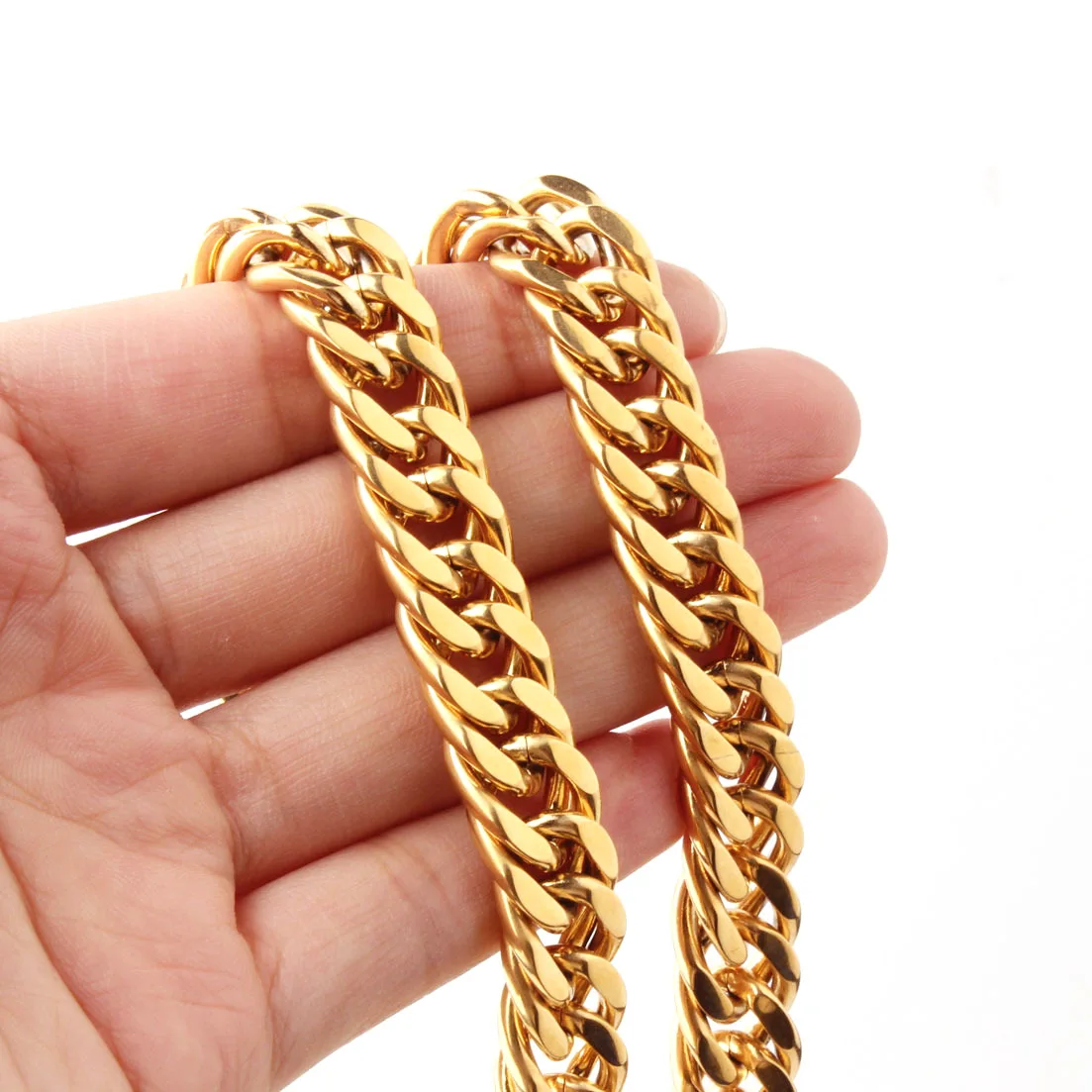 

HNSP 10MM Stainless Steel Cuban Link Chain Necklace For Men Male Street Hip Hop Jewelry Accessories