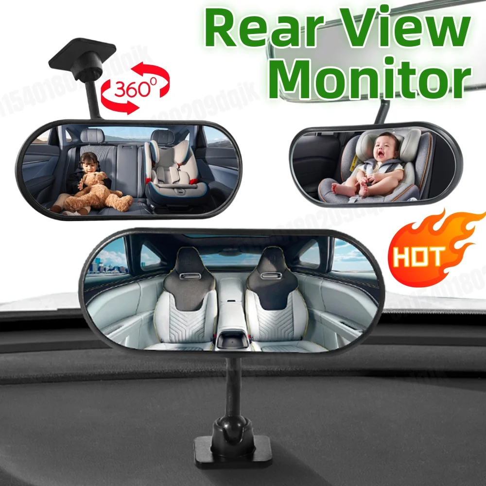 360° Adjustable Car Baby Rearview Mirror Baby Rear Seat Rearview Mirror 2 in 1 Mini Safety Child Baby Kids Convex View Mirror