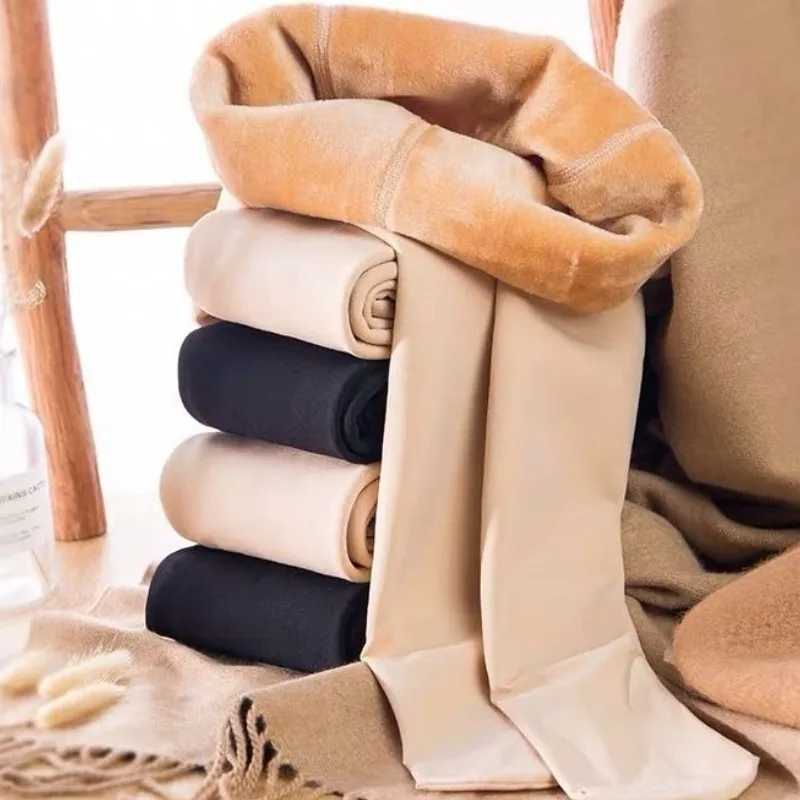 2025 Nuovi Leggings Invernali per Le Donne Leggins Caldi Leggins di Velluto di Colore Solido Leggings A Vita Alta Leggings Elastici Dropshipping