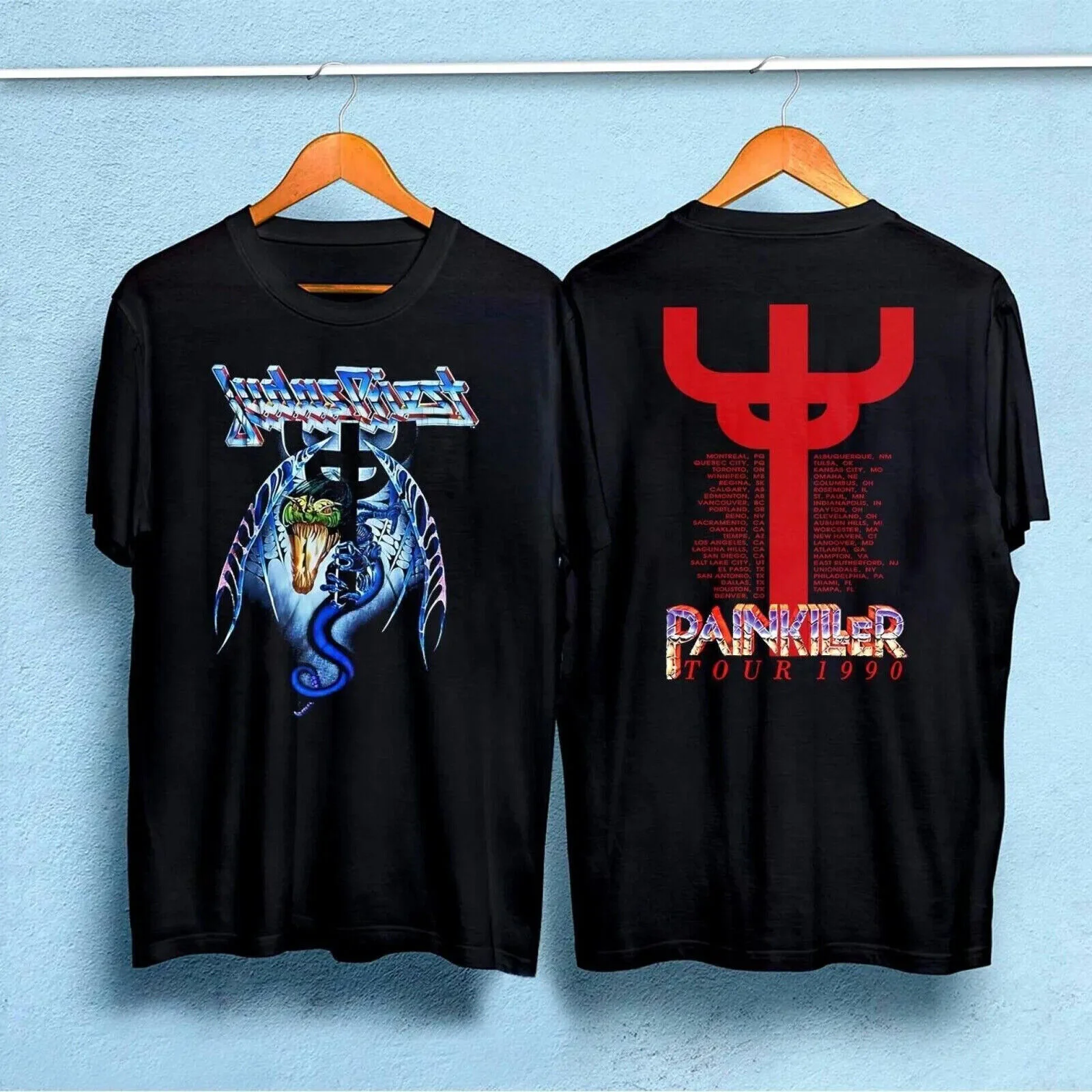 ''Judas Priest Snake'' Design Painkiller Tour T-Shirt Double Sides For Fans