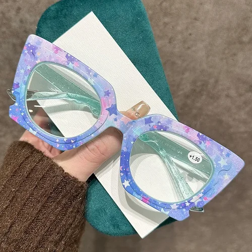 Imagen 2 del producto Gafas de lectura tipo ojo de gato de lujo para mujer, gafas de presbicia de gran tamaño a la moda para mujer, gafas de visión de lejos con luz azul de lujo Unisex