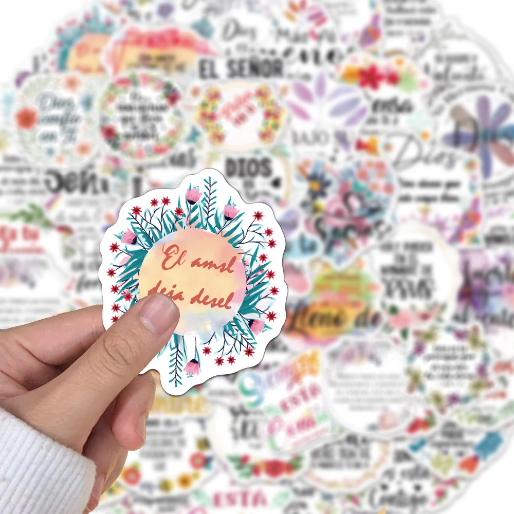 10/30/50 قطعة الكرتون الإسبانية الإيجابية تحفيزية العبارات ملصقات DIY بها بنفسك محمول الهاتف سجل القصاصات الثلاجة لاصقة تزيين الشارات