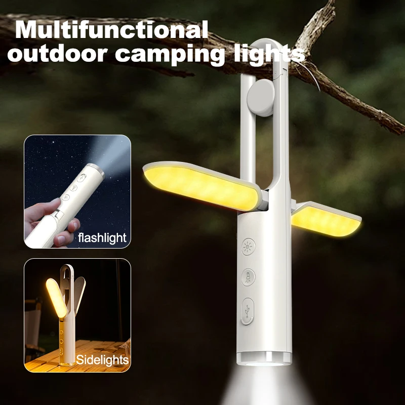 Lanterna da campeggio esterna Torcia elettrica ricaricabile USB Tenda Illuminazione pieghevole portatile Lampadario LED pieghevole multifunzionale