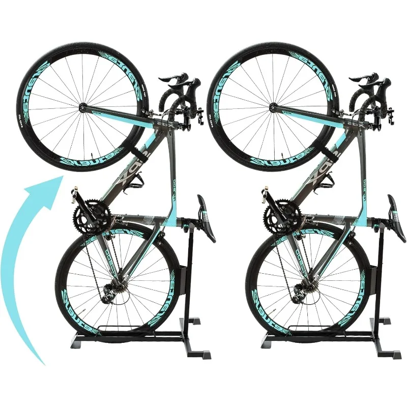 Bike Stand Heavy Duty,Vertical and Horizontal Bike Storage,Upright Bicycle Stand Indoor,Standing Bike Rack for Garage