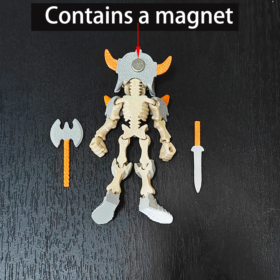 3D Printed Skeleton Man With Weapon Action Figure Cartoon Simulation Figure Joint Movable Soldier Toy Model Home ornament Gift