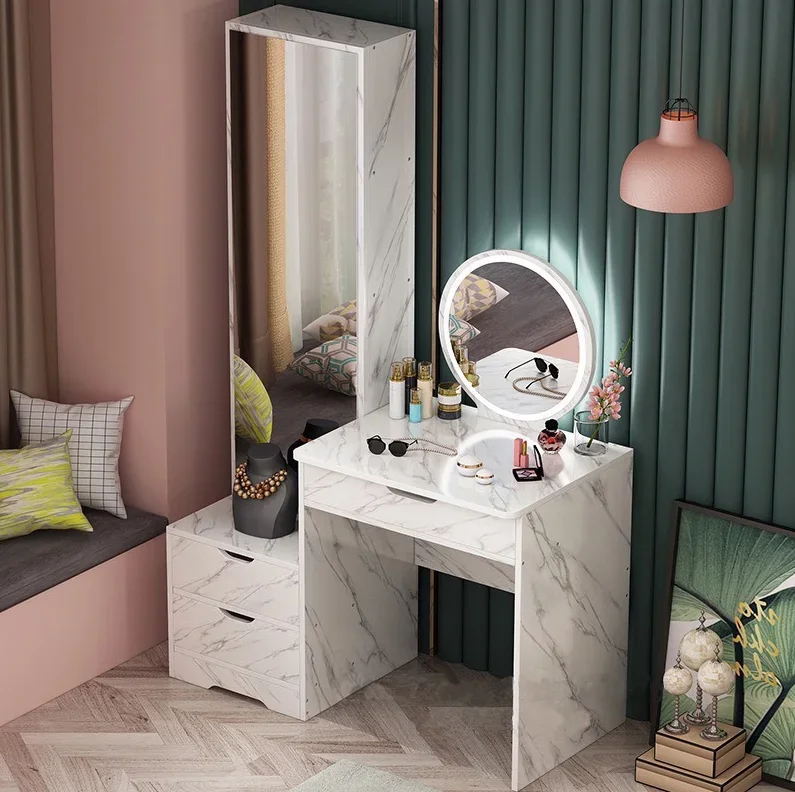 Dressing Table Dresser Bedroom Vanity Table with Drawers Make Up Table with Mirror and Cabinet Bedroom Furniture