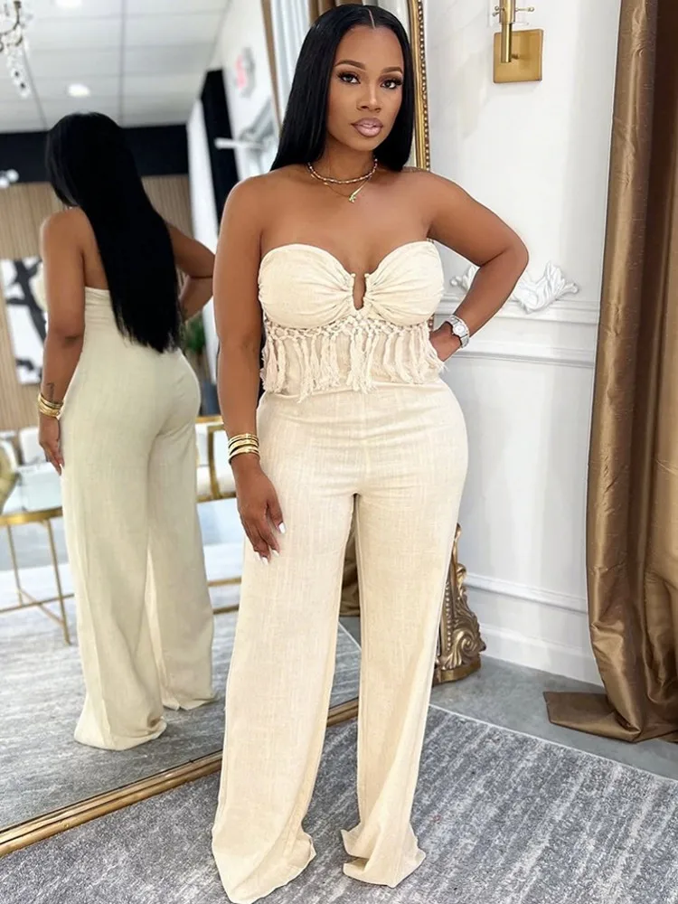 

Сплошной цвет, женские комбинезоны на лето-осень, свободные модные уличные комбинезоны без рукавов, широкие брюки, брюки 2025