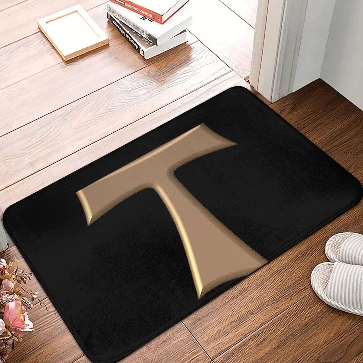 

Copper Look Franciscan Tau Cross Anti-slip Doormat Floor Mat Washable Carpet Rug for Kitchen Entrance Home Bedroom Footpad Mats
