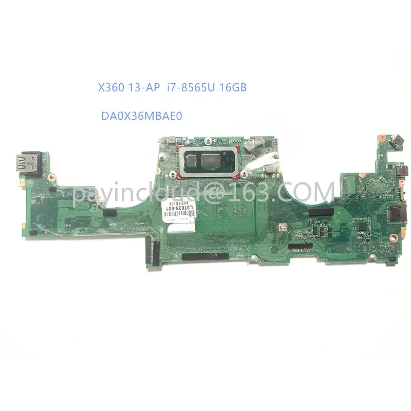 L37638-601 for SPECTRE X360 13-AP Laptop Motherboard DA0X36MBAE0 REV: E W/I5  I7-8565U 16GB RAM Working Tested