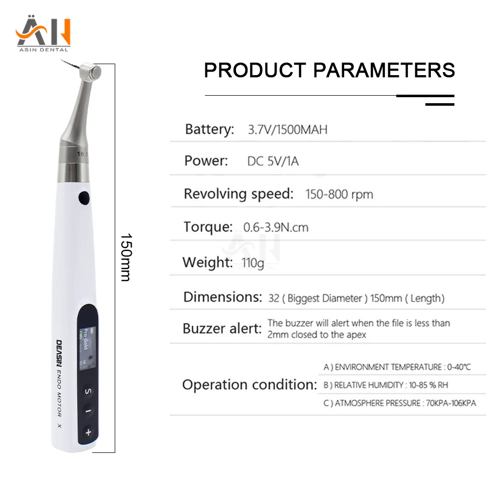 NEW 2 In 1 Dental Endo Motor Built In Apex Locator Handpiece OLED Screen Four Working Modes For Root Canal Instrument