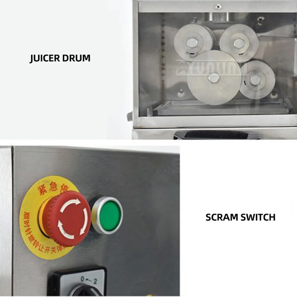 ماكينة ضغط قصب السكر الكهربائية التجارية 4 أسطوانات عصارة من الفولاذ المقاوم للصدأ لاستخلاص العصير بكفاءة