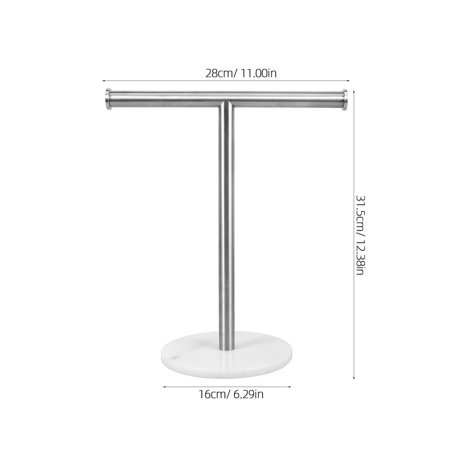 Stainless Steel Marble Standing Towel Rack Stable T-Shaped Bathroom Countertop Towel Holder Organizer T-Shaped Storage Rack