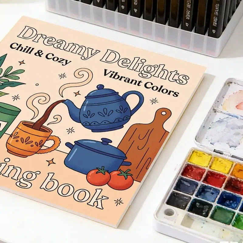24 Pages Kids Coloring Book Extra Thick DIY Handmade Doodle Activity Book for Kindergarten Beginners