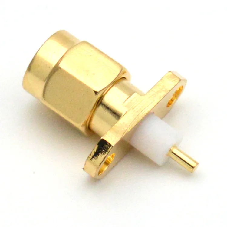 1 Stück SMA-Stecker 2-Loch 16mm Flansch Lötanschluss RF-Stecker SMA-JF Vergoldet – Detail 3