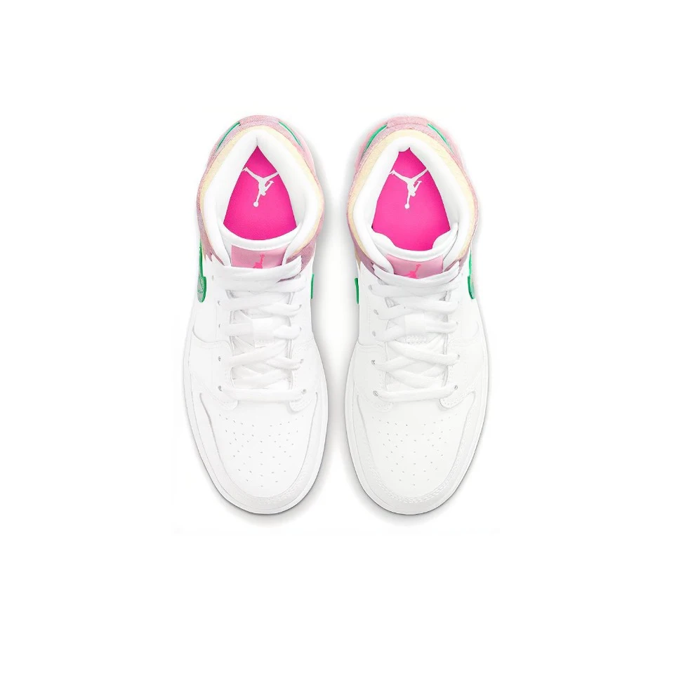 Original Air Jordan 1 Mid \'Ice Cream\'Purple and White Color GS Size For Women Retro Classic Basketball SneakersShoes DD1666-100