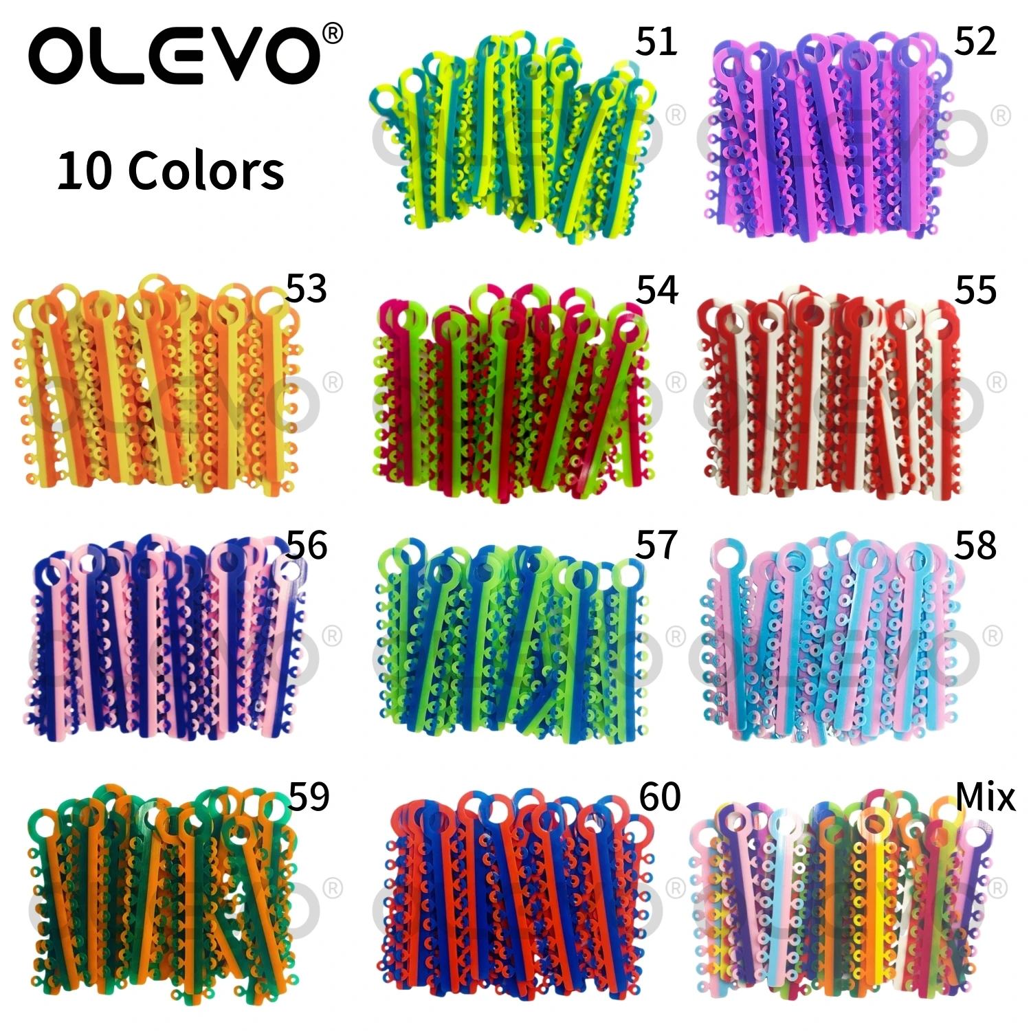 320PCS /20 Sticks Dental Orthodontic Elastic Ligature Ties Bands for Teeth Brackets Braces Two-Tone Design Rubber Ligating Rings