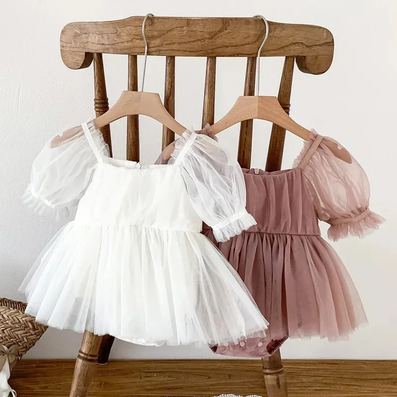 New Baby Summer Romper for Girls Tutu Dress Birthday Party Sweet Princess Toddler Outfit Kids Jumpsuits Infant Girl Clothes