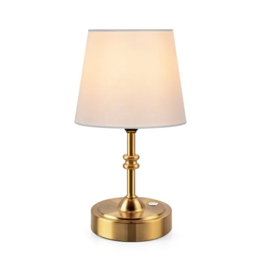 

Small Cordl Lamp Dimmable-Battery Operated Table lamp, 4000mAh Rechargeable, Touch Bedside Lamp with White Fabric Shade, 2700K