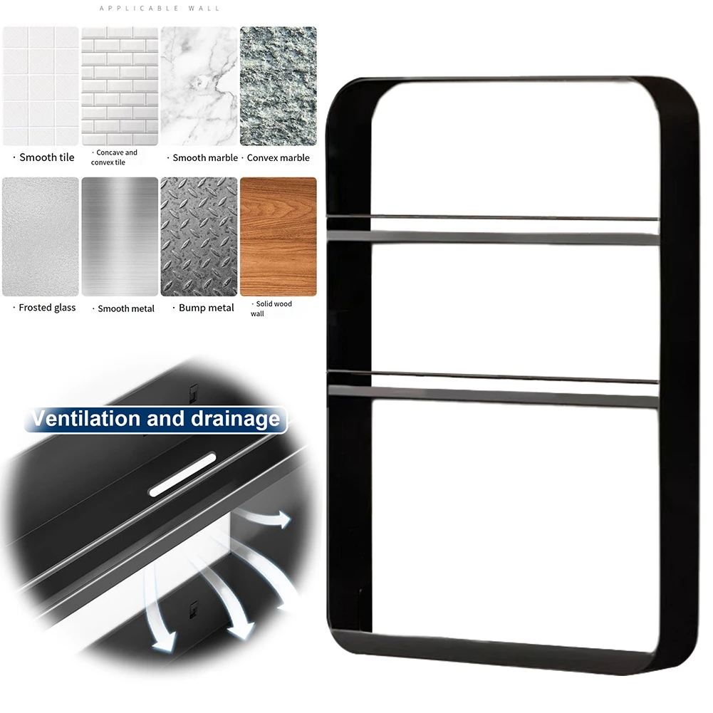 

Bathroom Bottles Storage Rack Metal Kitchen Wall-Mounted Utensil Storage Rack Large Capacity Wall-Mounted Spice Rack Organizer