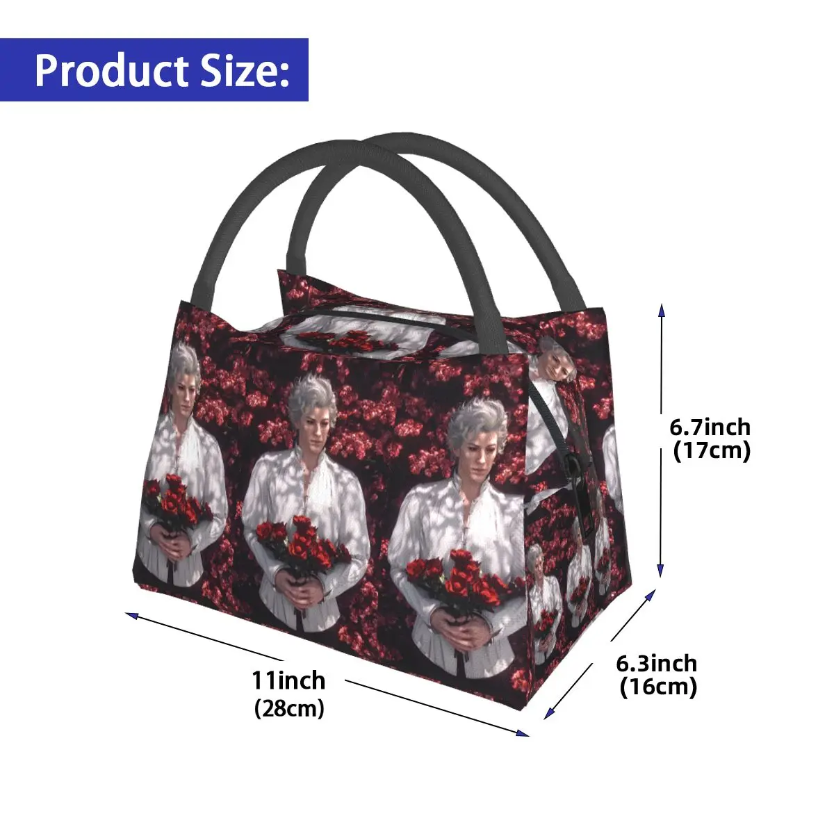 Baldur's Gate Astarion Vampire Character Lunch Bag for Women Picnic Storage Food Boxes Container Cooler Thermal Lunch Box Tote