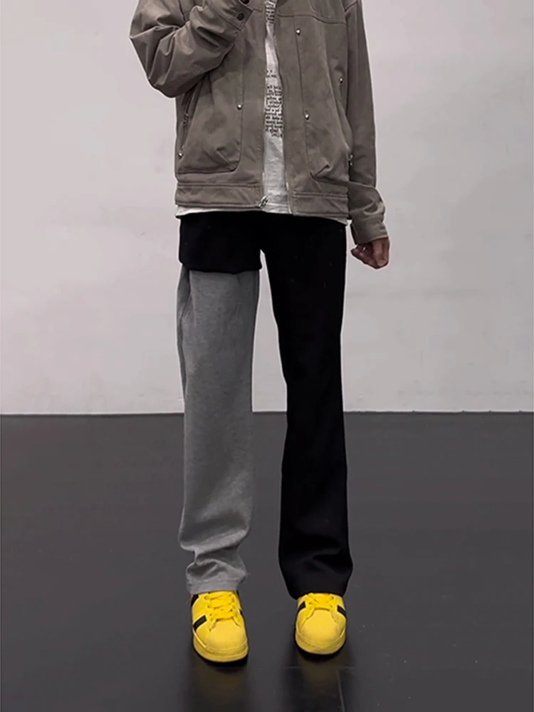 

Bla Fce Lined Casual Pants Men's Slimming American Vibe Knife Flared Trousers Autumn Winter Polyester Fiber