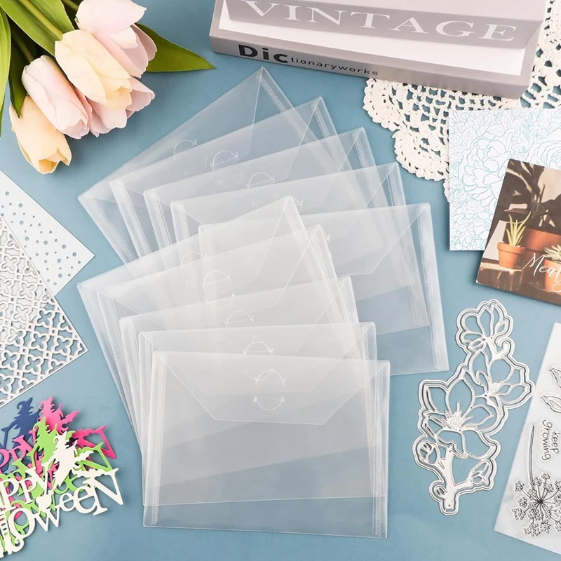 Top-7X5in Storage Envelopes,Resealable Plastic Envelopes Pockets Storage Bag For Clear Stamp,Die Cuts,Scrapbook Paper