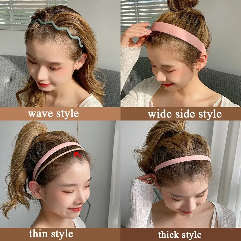 8Pcs/Set Colorful Non-slip Headbands for Women Men Frosted Hair Band Multi-style Washing Face Hairbands Hair Accessories