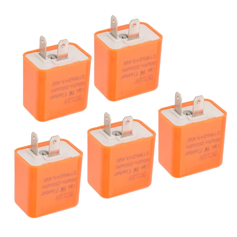 5Pcs DC 12V LED Flasher Relay Adjustable Frequency 2 Pin Turn Signal Indicator Hyper Flash Fix High Temperature Resistance