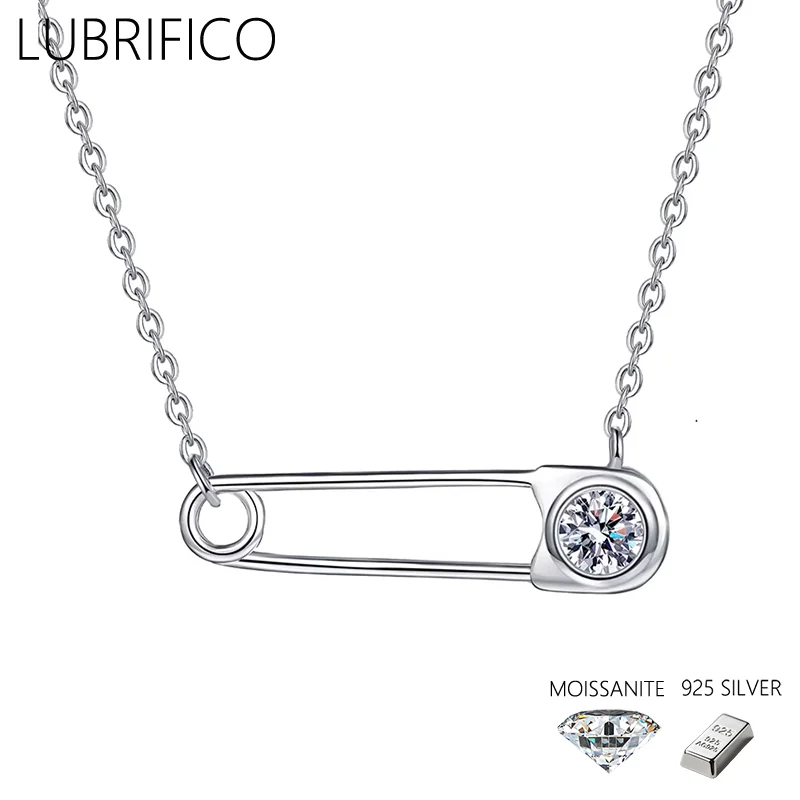 

5MM Moissanite Stone Pin Shape Necklace 925 Sterling Silver Lad Diamond Pendant For Women Fine Jewelry Wedding Party