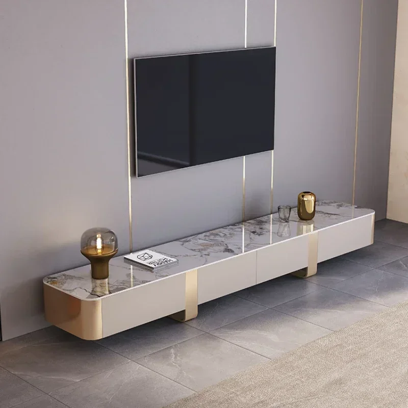 ~*Light Luxury Stone Plate TV Cabinet and Tea Table Combination Small Apartment Living Room Modern Simple TV Stand