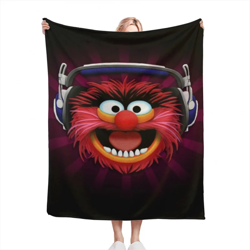 Muppet Animal Wearing Headphone Throw Blanket For Travel Light Dorm Room Essentials Luxury Thicken Blanket