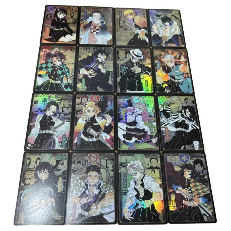 16 Sheets Flash Card Kamado Tanjirou Kochou Shinobu Rengoku Demon Slayer Postcard Diy Anime Collection Action Toy Figures Gifts