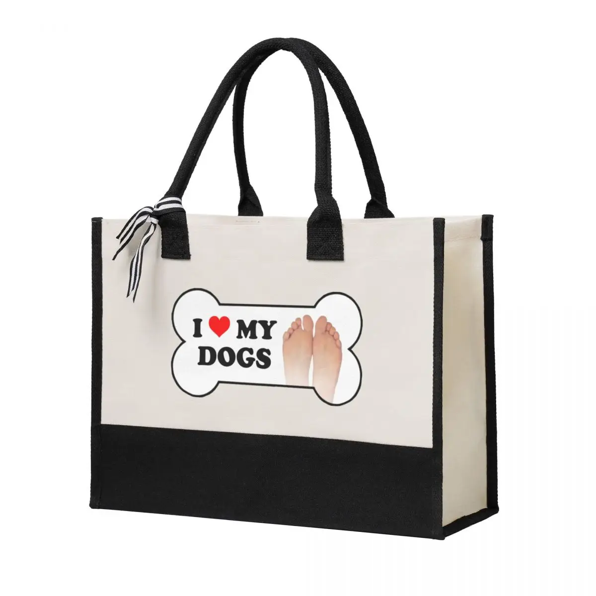 

Canvas Gift Shopping Bag I Love My Dogs Bumper Canvas Large Capacity Bag Customizable Quality Gifts