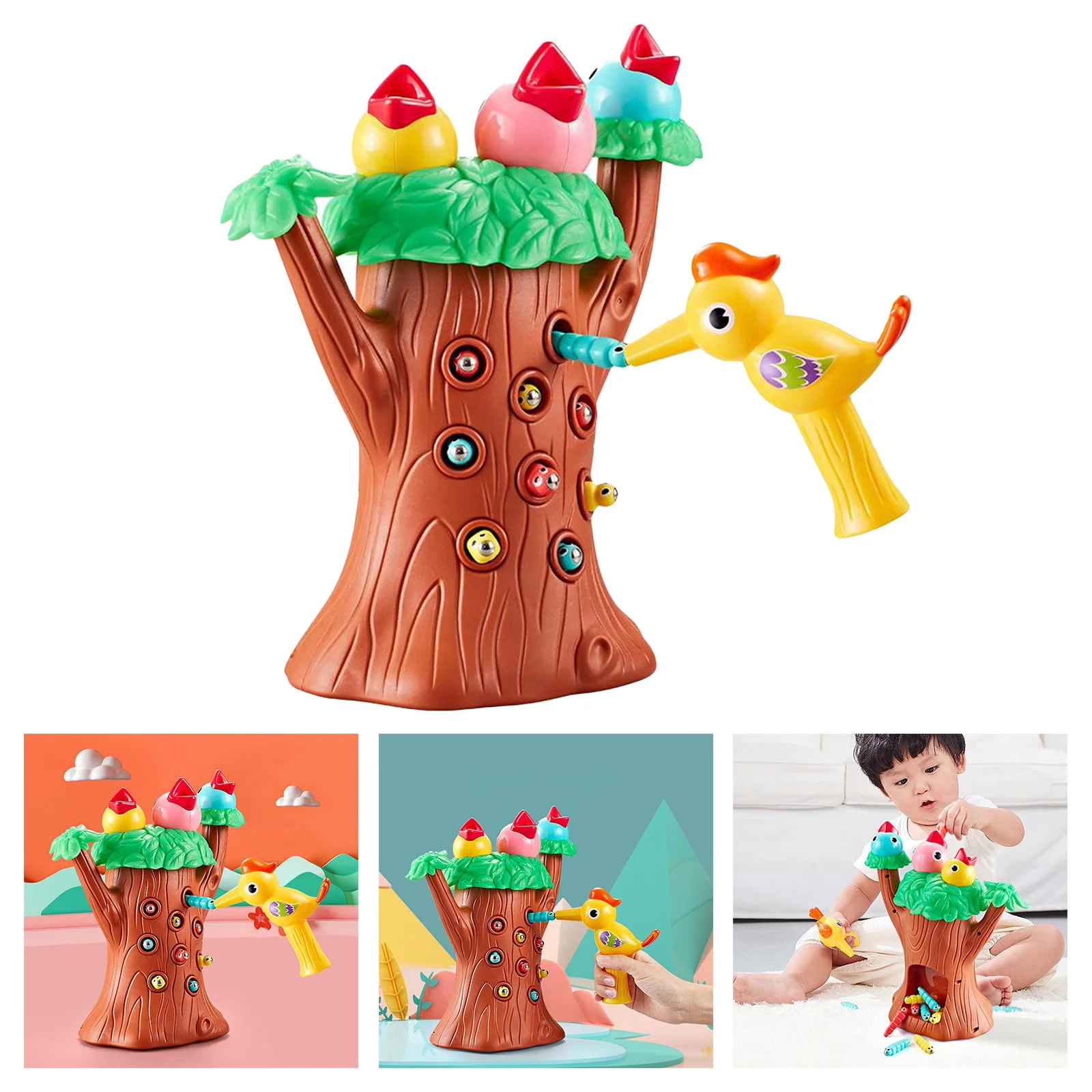 2023 New Table Play Toy Realistic Puzzle Toy Portable Bird Catching Insects Game Creative Kids Gift