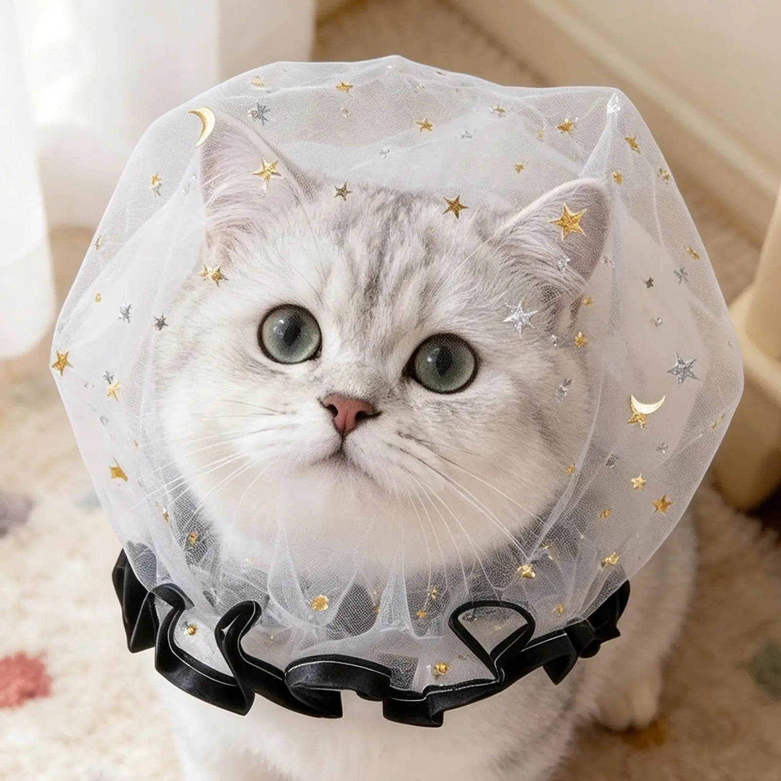 Breathable Pet Protective Mask Comfort Polyester Anti-Bite Head Cover Adjustable Anti-Mosquito Headgear Random Eating Prevention