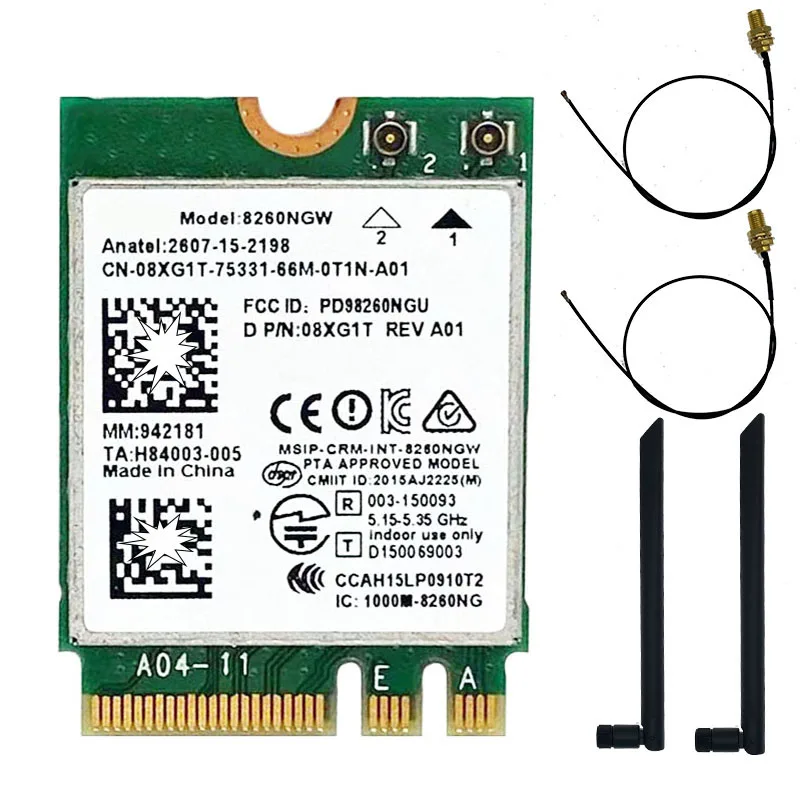 Dual Band Wireless-AC 8260  8260NGW NGFF wifi Card 867Mbps 2.4/5GHz 802.11a/b/g/n/ac Bluetooth 4.2 8260ac 8260 AC8260