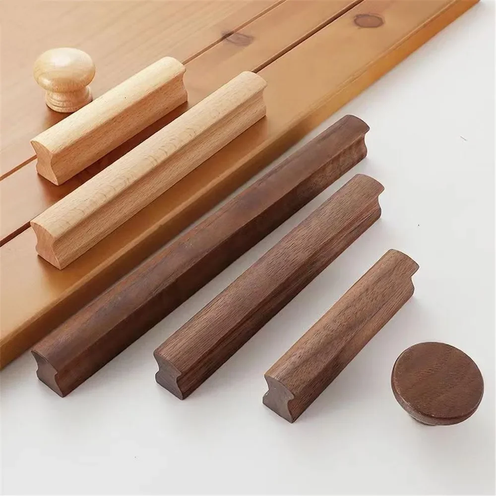 Walnut Wooden Furniture Handle Drawer Knobs Kitchen Cabinets Pulls Long Handles Cabinets and Drawers Dresser Knobs Wardrobe Pull