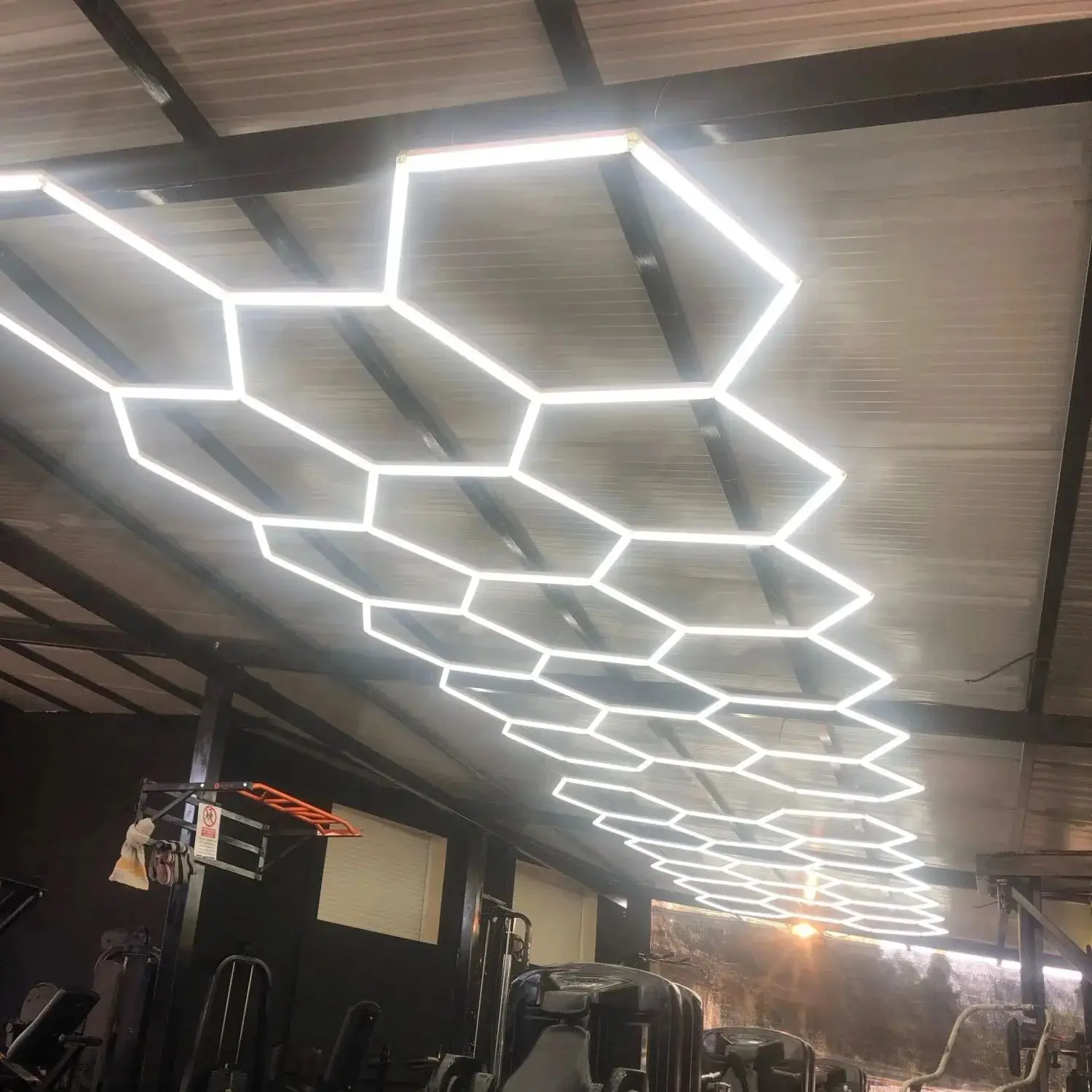 Honeycomb Led Light Garage Light Hexagon Led lamp 110V-240V Led Ceiling Lighting For Auto Car Body Repair Workshop Gym Salon