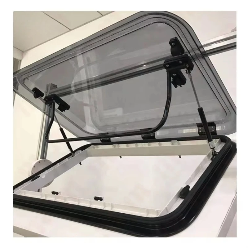

MG16SL 500*500mm 4R70 Black Aluminum Top Frame RV Caravan Roof Window With LED Lights Anti-UV Blind