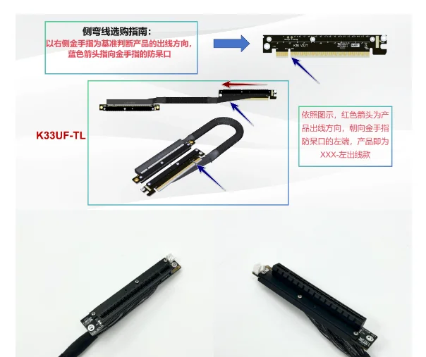 

ADTLINK 2025 New Dual Reverse Riser Cable Right & Left Bend Cable PCIe 5.0 x16 Soft GPU Extension For NVIDIA RTX50 AMD RX79xx