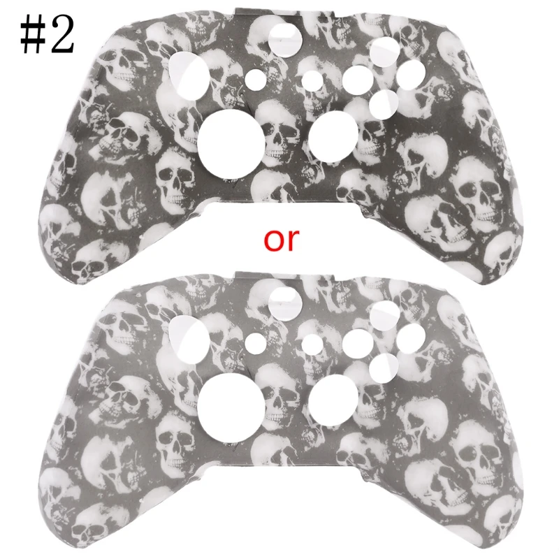 Skull Silicone Flexible Rubber for shell Cover for xbox One X S Controller for CASE Video Game Controller with Joystick