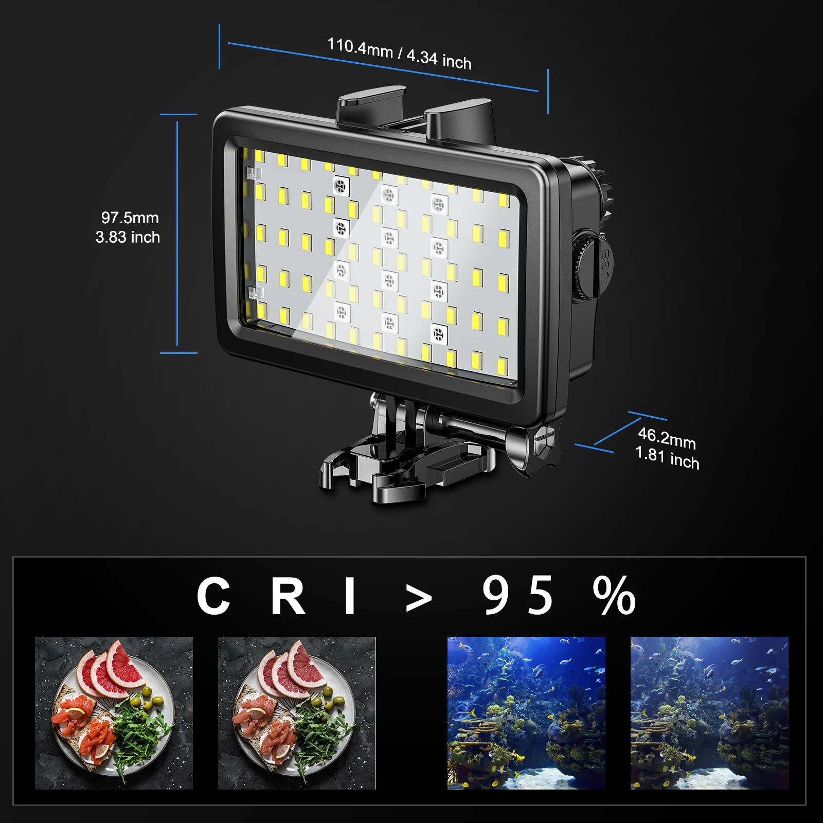 Seafrogs 5000LUX Waterproof Colorful LED Camera Phone Fill Light Flash Underwater Diving Photography Lighting Accessory 3000mAh
