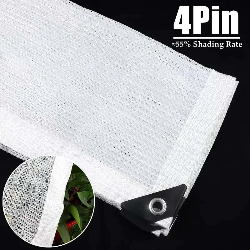 

4Pin White Sunshade Net 55% Shading Rate Home Garden Succulent Plant Balcony Terrace Shade Sail Car Cover Shed