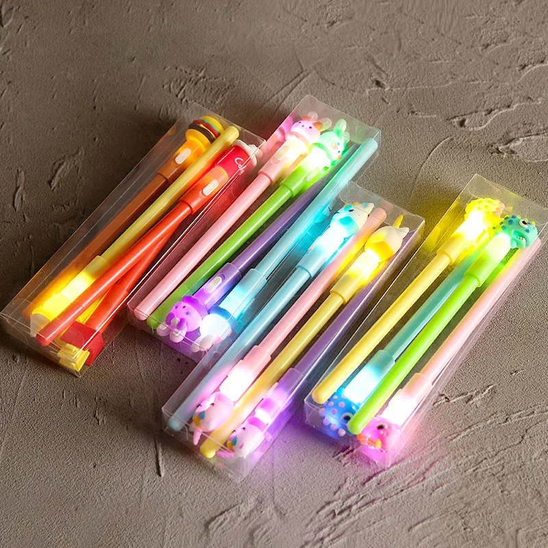 

4Pcs/Lot Kawaii Cartoon Luminous Neutral Pen Cute Dinosaur Unicorn Rabbit Student Stationery Gel Pens Office Supplies Kids Gifts