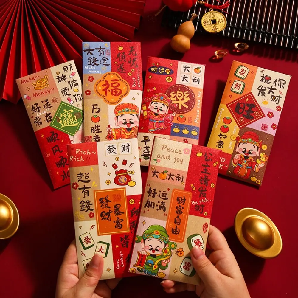 Cartoon Chinese Snake Year Red Envelopes Blessing Traditional 2025 New Year Red Envelopes Paper Hongbao Lucky Money Pockets