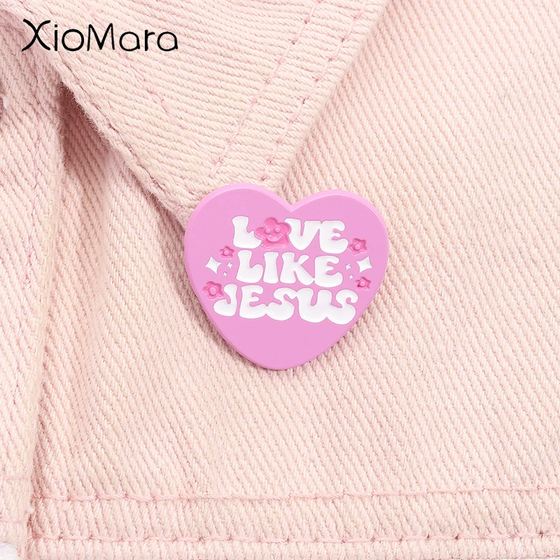 

Love Likes Jesus Enamel Pin Christian Faith Pink Heart Metal Brooch Lapel Backpack Badge Jewelry Accessories Gift for Friends ﻿