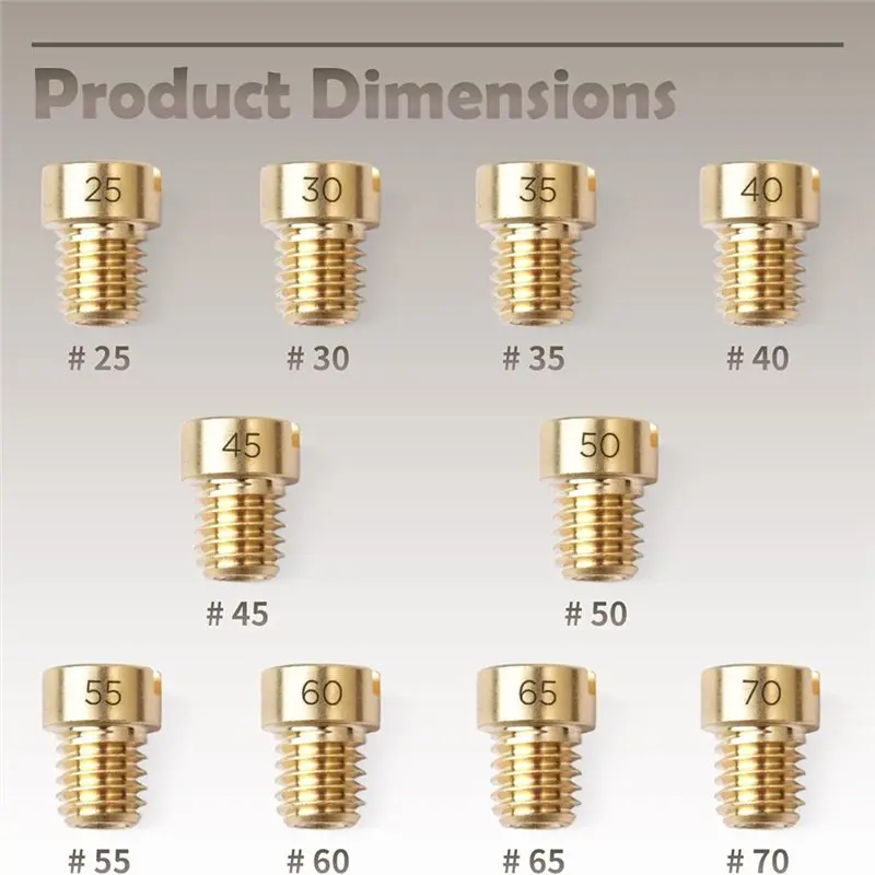 B08B-Brass Nozzle Bleed Jet Assembly Kit 40Pcs(10-32) 0.025In-0.070In For Holley Carburetor Air Flow Control Screw Set Assortmen view 3