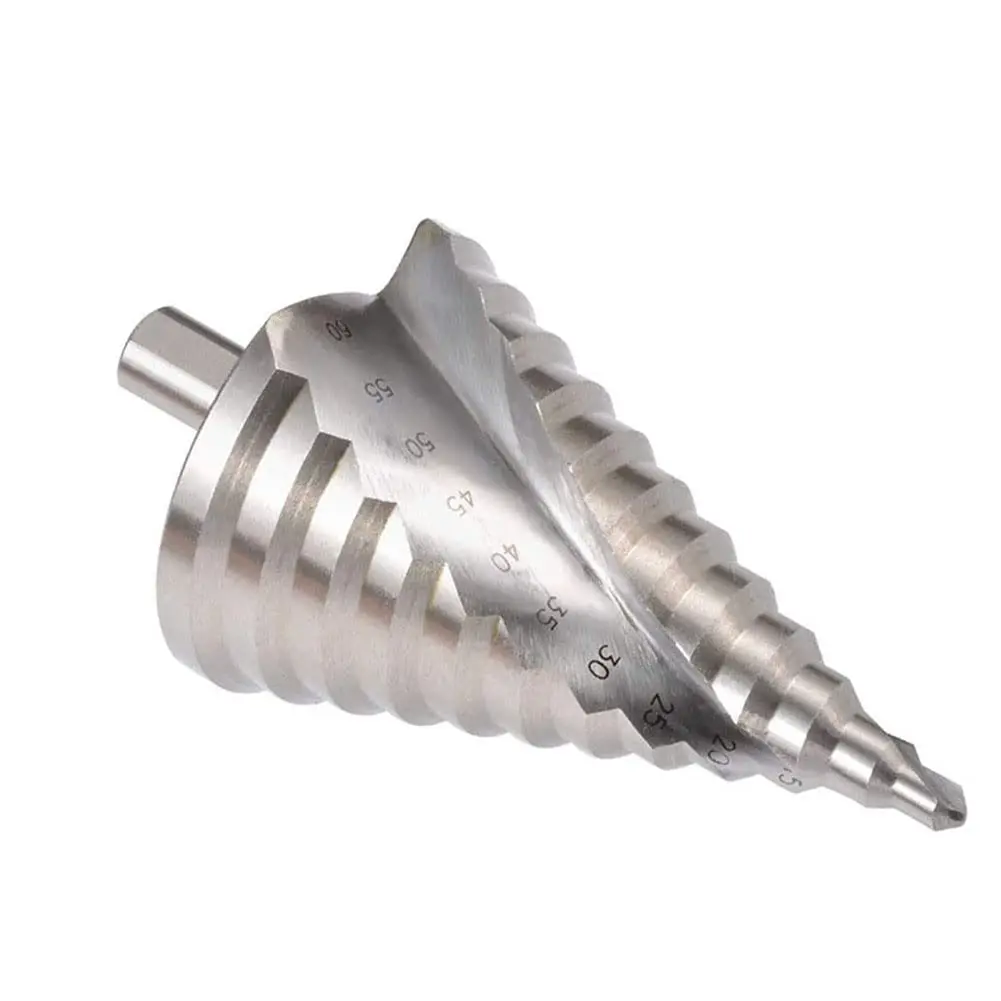 6-60mm Step Drill Bit 12.5mm/0.5” Shank 4241 HSS Spiral Groove Drill Bit for Wood, Plastic, Thin Metal Sheet